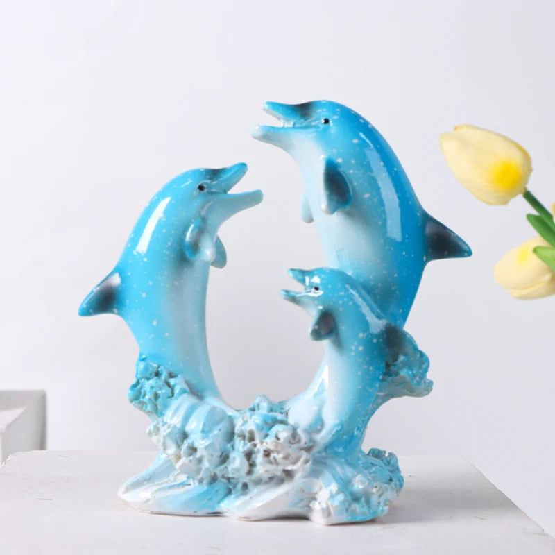Dolphin Family Resin Statue Decorative Craft for Home, Bedroom, Living Room, Study, or Entrance Table Decor