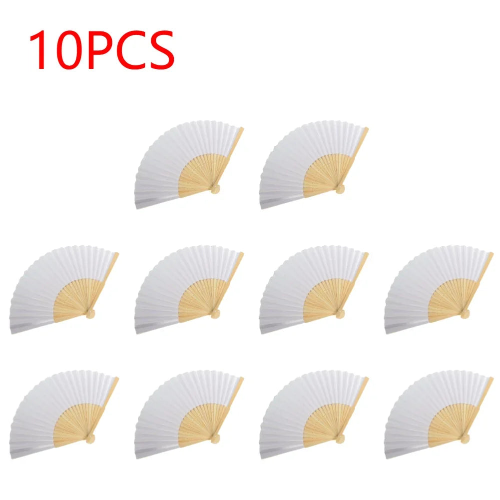 1-50PCS Paper Bamboo Folding Hand Fan Wedding Personalized Fans Party Decor Art Craft Chinese Dance Fan DIY Folding Fan