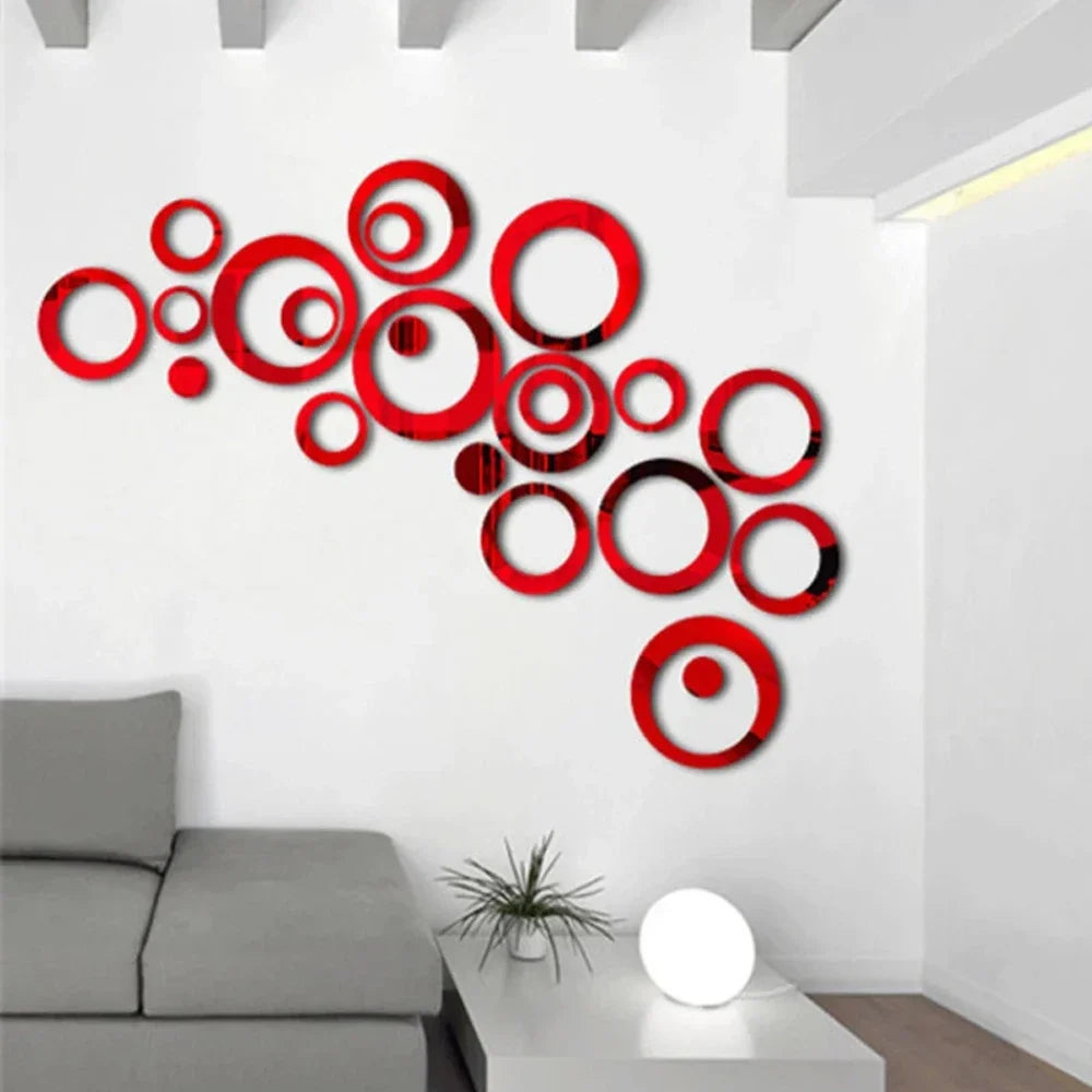 3D Acrylic 6/26Pcs Circular Mirror Wall Sticker Self-Adhesive Mirror Decals  Office Living Room DIY Art Bedroom Decoration