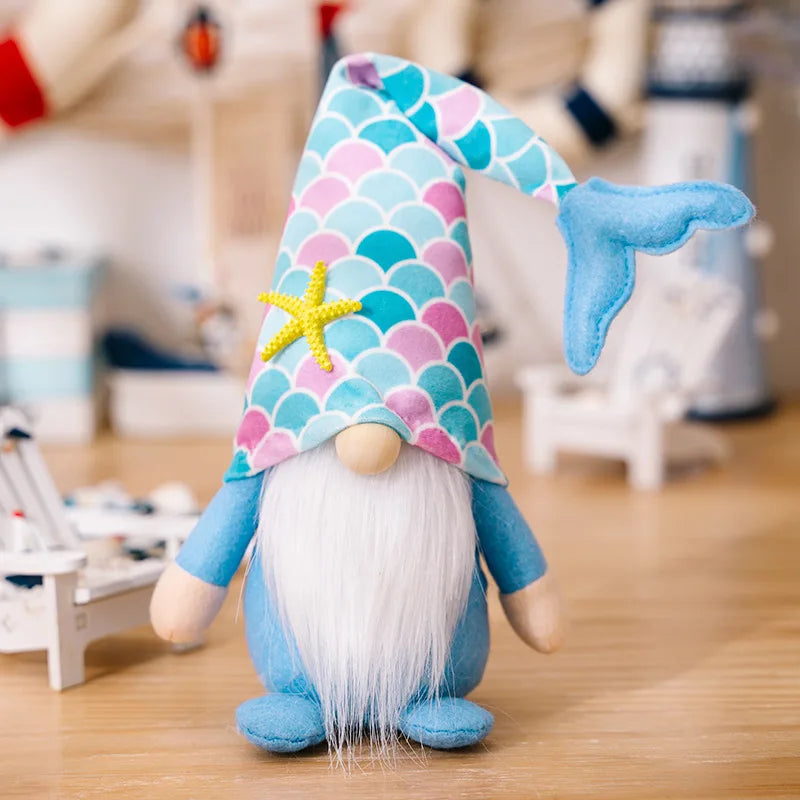 Summer Holiday Gnomes Decorations,Mermaid Plush Decor for Home, Beach Plush,Ocean Day Gnomes Tiered Tray Decor