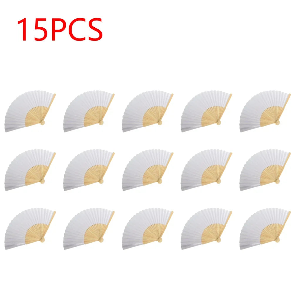 1-50PCS Paper Bamboo Folding Hand Fan Wedding Personalized Fans Party Decor Art Craft Chinese Dance Fan DIY Folding Fan