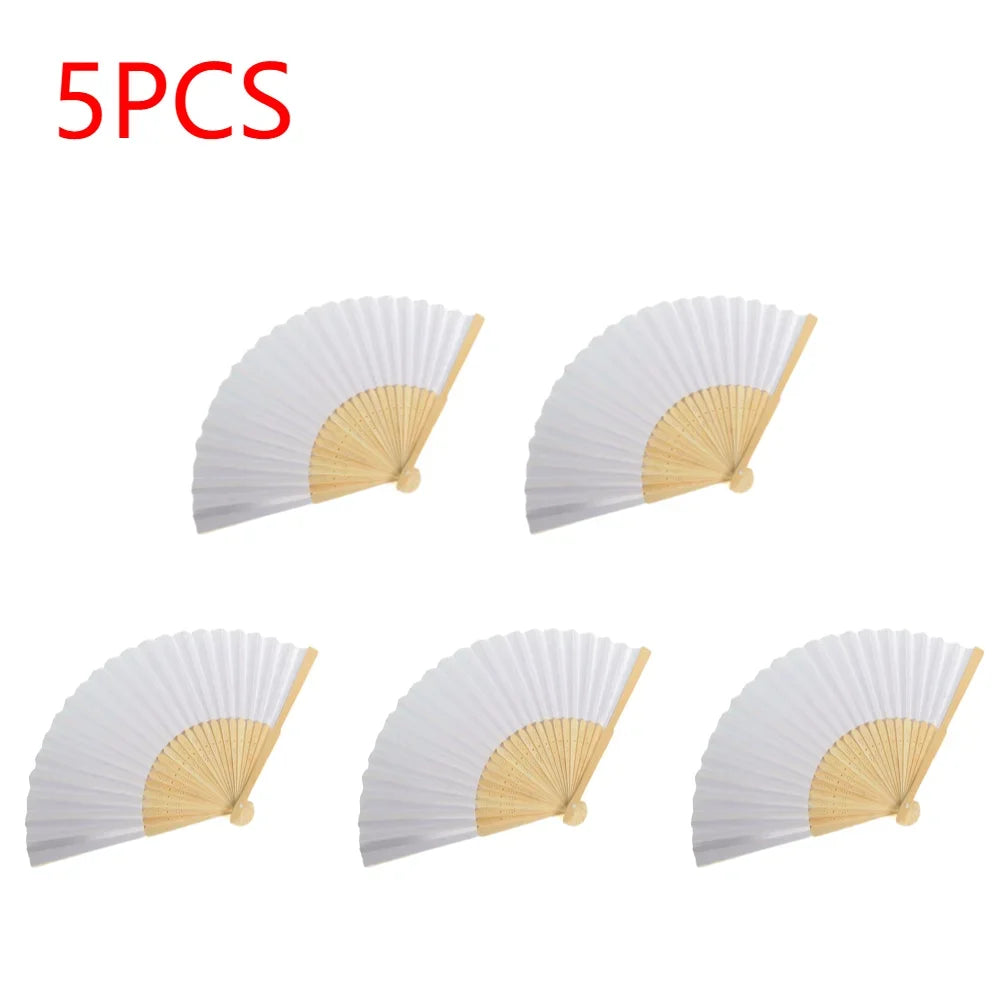 1-50PCS Paper Bamboo Folding Hand Fan Wedding Personalized Fans Party Decor Art Craft Chinese Dance Fan DIY Folding Fan