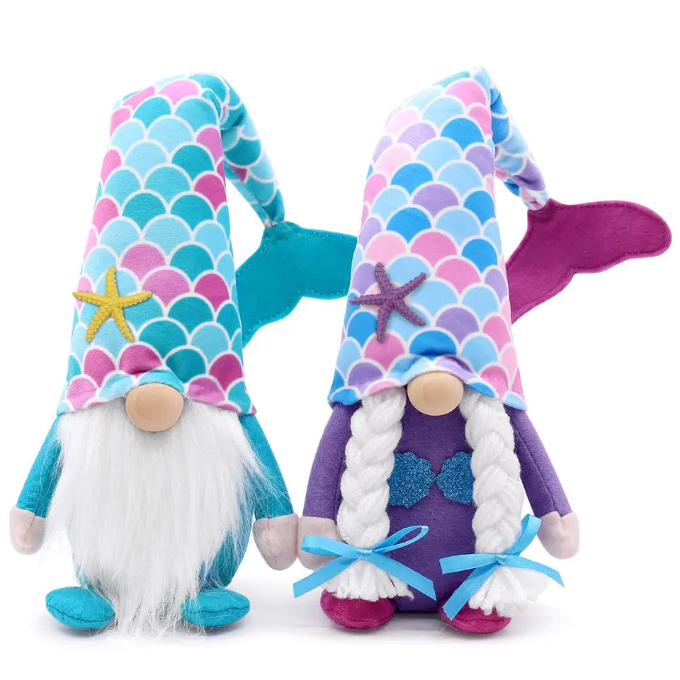 Summer Holiday Gnomes Decorations,Mermaid Plush Decor for Home, Beach Plush,Ocean Day Gnomes Tiered Tray Decor