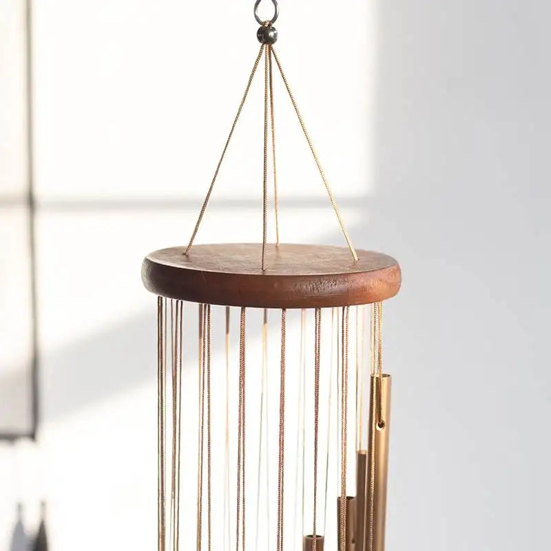 Rotating Metal Wind Chimes Real Wood 18 Tube Outdoor Home Decor Creative Aluminum 3D Hanging Ornament Wall Mounted Accessories