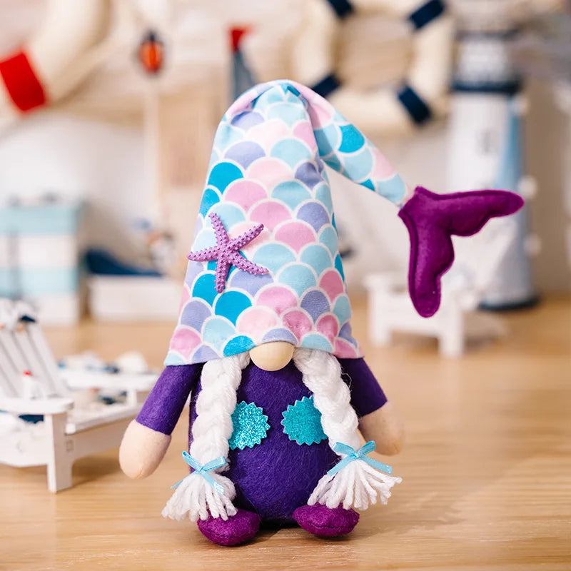 Summer Holiday Gnomes Decorations,Mermaid Plush Decor for Home, Beach Plush,Ocean Day Gnomes Tiered Tray Decor