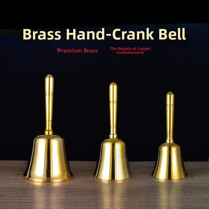 Pure Copper Handheld Bell Wooden Handle School Bell Class Change Bell Large Class Bell Traditional Chinese Style Home Decor