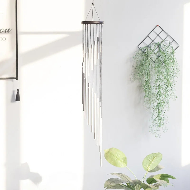 Rotating Metal Wind Chimes Real Wood 18 Tube Outdoor Home Decor Creative Aluminum 3D Hanging Ornament Wall Mounted Accessories