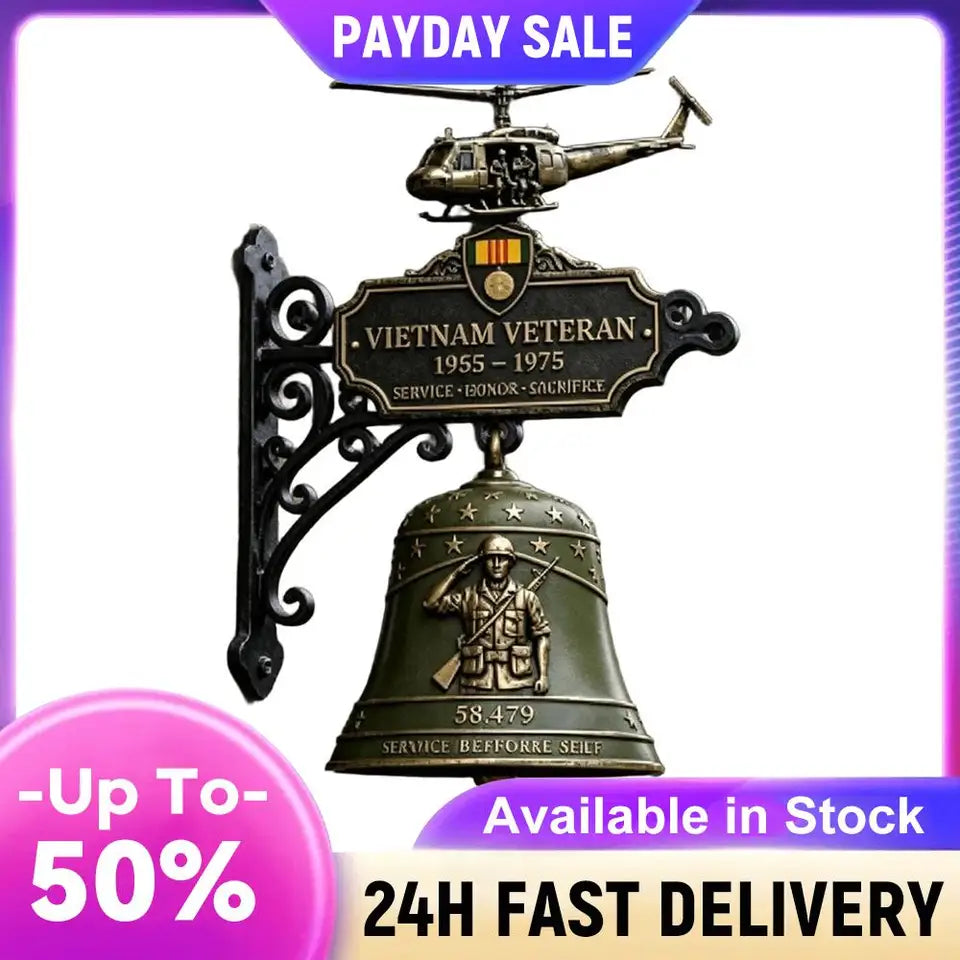 Commemorative Doorbell Rustproof Honor Sacrifice Decor Bell Outdoor Wall Decorative Doorbells for Vietnam Veteran & Veterans