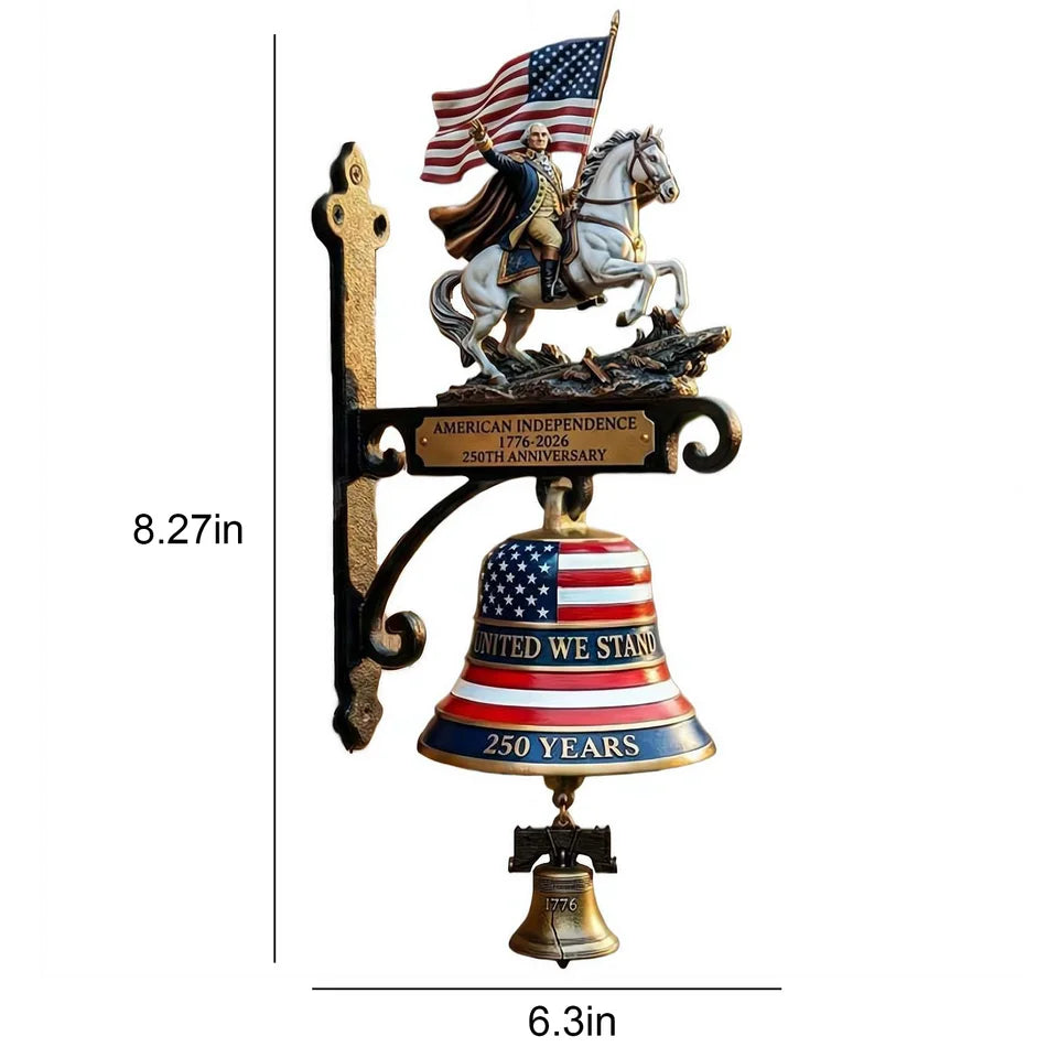 250th Anniversary Commemorative Doorbell 1776-2026 Hangable Manual Ring Decorative Bell Vintage for Collectors and Patriotic