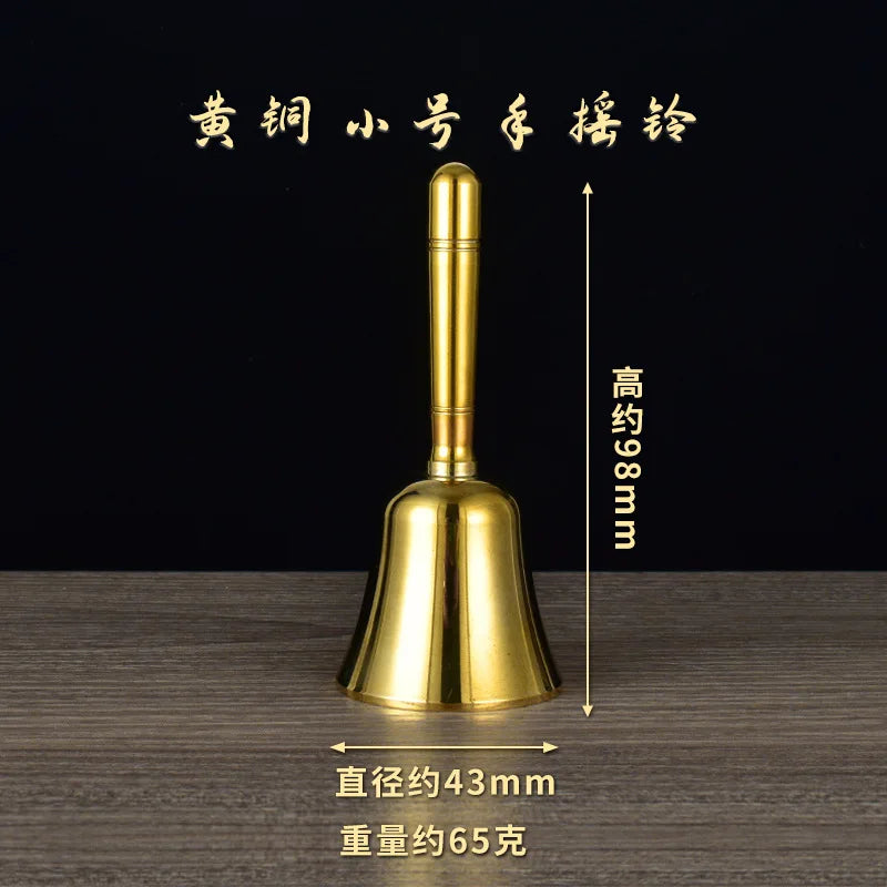 Pure Copper Handheld Bell Wooden Handle School Bell Class Change Bell Large Class Bell Traditional Chinese Style Home Decor