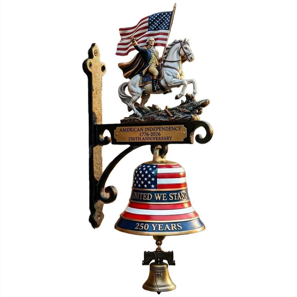 250th Anniversary Commemorative Doorbell 1776-2026 Hangable Manual Ring Decorative Bell Vintage for Collectors and Patriotic