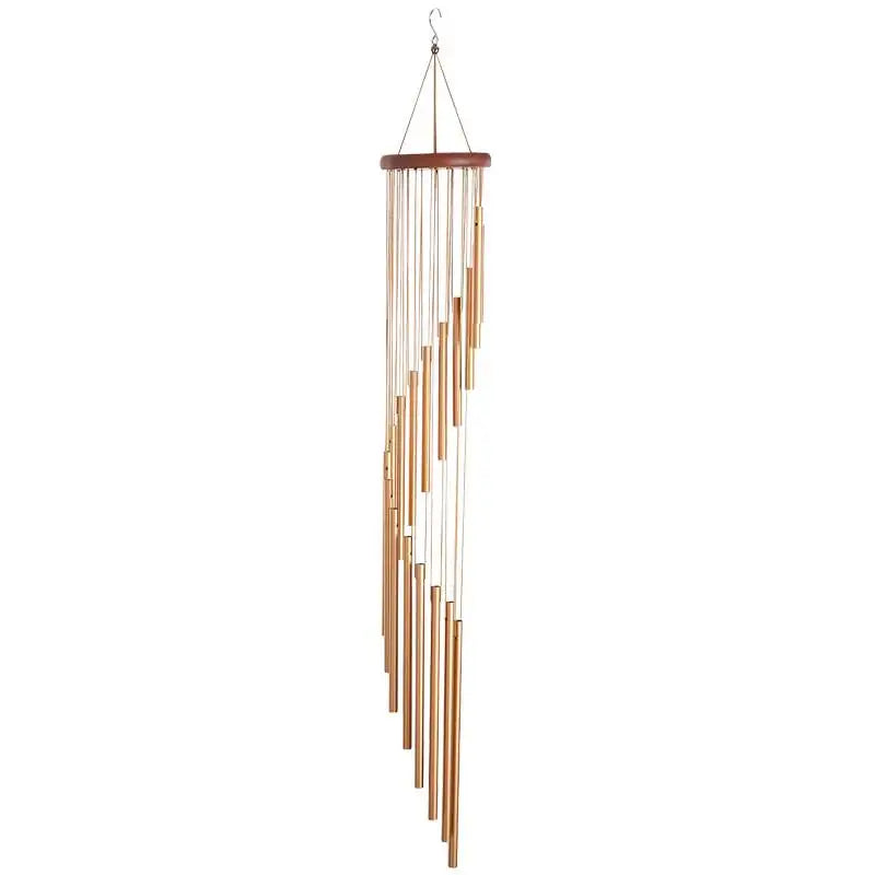 Rotating Metal Wind Chimes Real Wood 18 Tube Outdoor Home Decor Creative Aluminum 3D Hanging Ornament Wall Mounted Accessories
