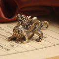 Brass Kirin Chinese Mythical Animal Dragon Statue Figures Antique Miniature Ornaments Feng Shui Home Decor Gifts