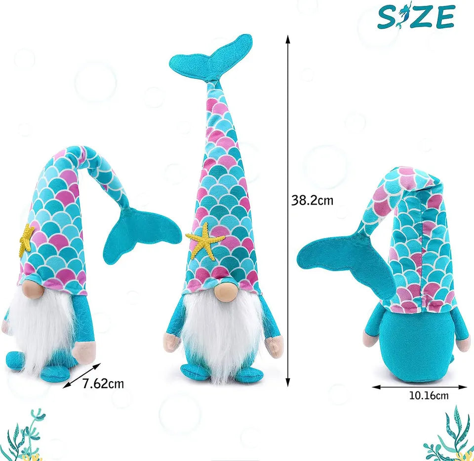 Summer Holiday Gnomes Decorations,Mermaid Plush Decor for Home, Beach Plush,Ocean Day Gnomes Tiered Tray Decor