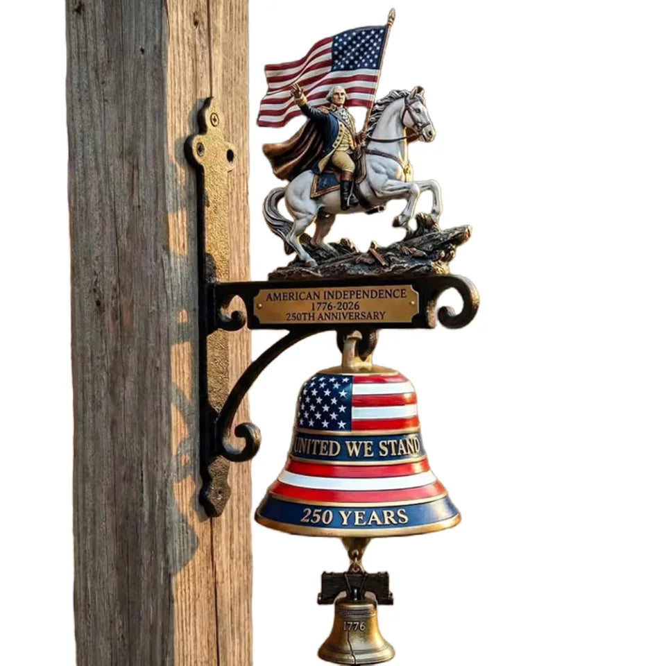 250th Anniversary Commemorative Doorbell 1776-2026 Hangable Manual Ring Decorative Bell Vintage for Collectors and Patriotic