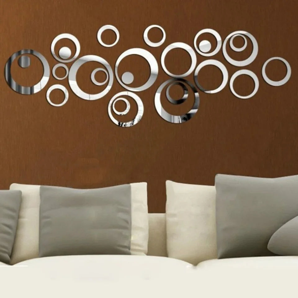 3D Acrylic 6/26Pcs Circular Mirror Wall Sticker Self-Adhesive Mirror Decals  Office Living Room DIY Art Bedroom Decoration