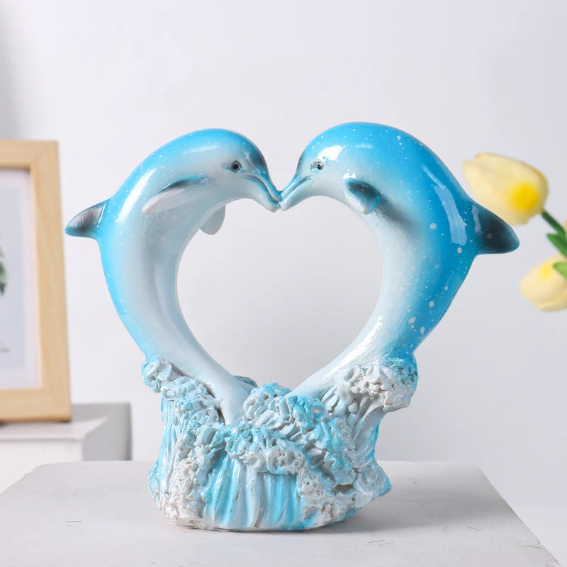 Dolphin Family Resin Statue Decorative Craft for Home, Bedroom, Living Room, Study, or Entrance Table Decor