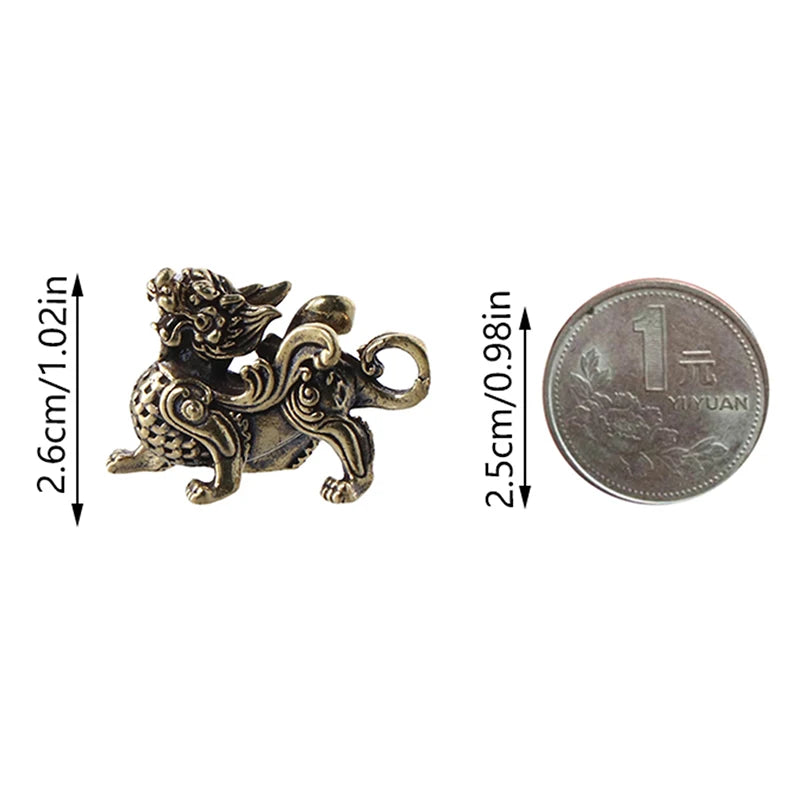 Brass Kirin Chinese Mythical Animal Dragon Statue Figures Antique Miniature Ornaments Feng Shui Home Decor Gifts
