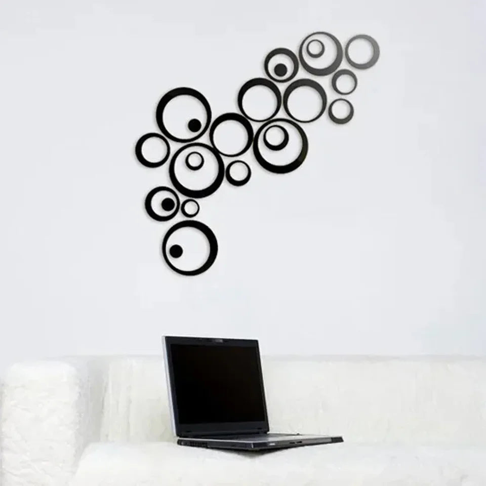 3D Acrylic 6/26Pcs Circular Mirror Wall Sticker Self-Adhesive Mirror Decals  Office Living Room DIY Art Bedroom Decoration