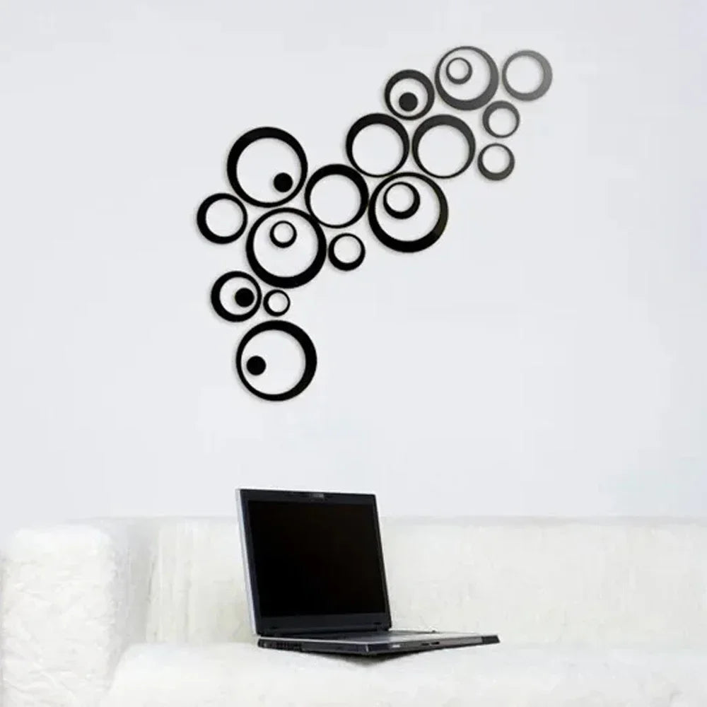 3D Acrylic 6/26Pcs Circular Mirror Wall Sticker Self-Adhesive Mirror Decals  Office Living Room DIY Art Bedroom Decoration