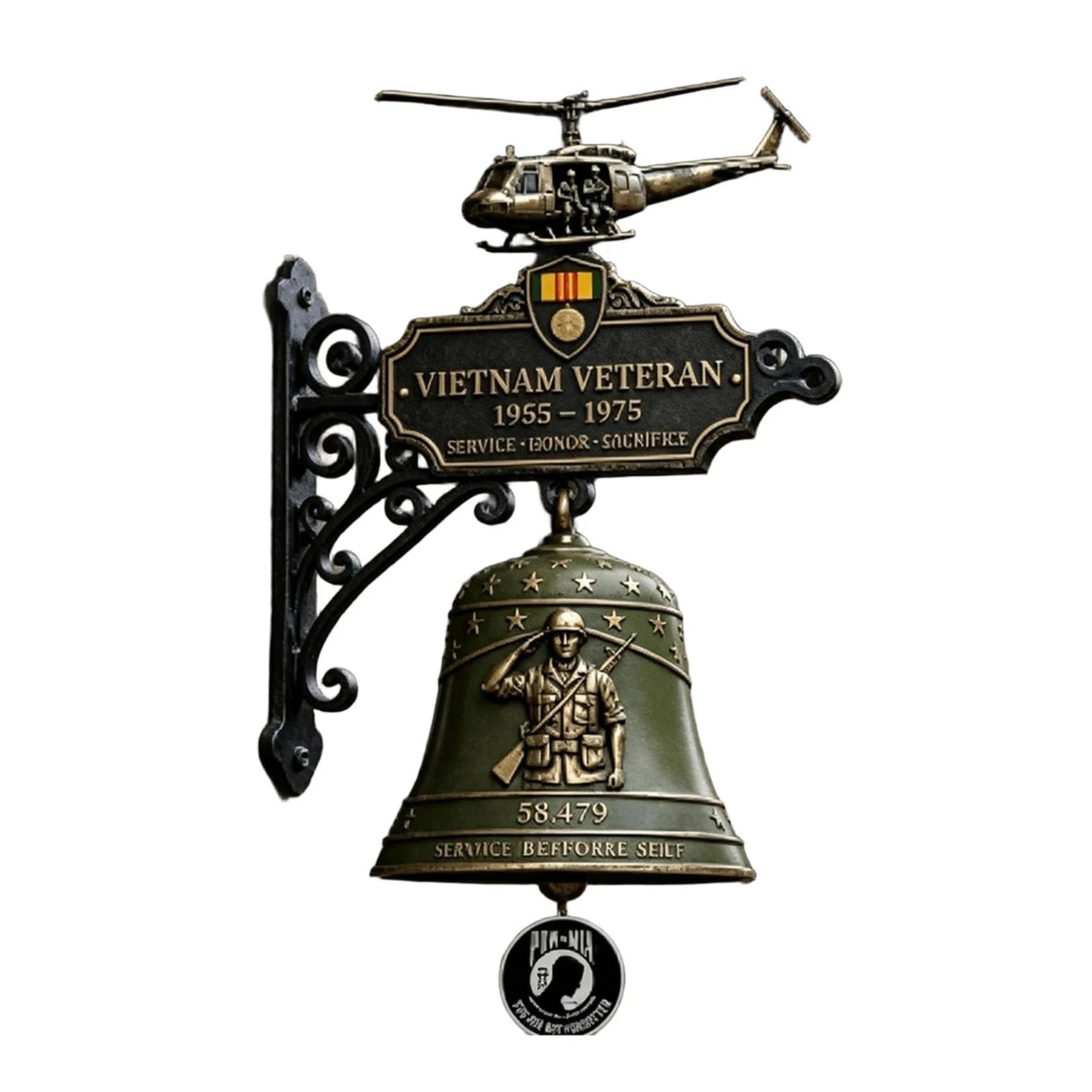 Commemorative Doorbell Rustproof Honor Sacrifice Decor Bell Outdoor Wall Decorative Doorbells for Vietnam Veteran & Veterans