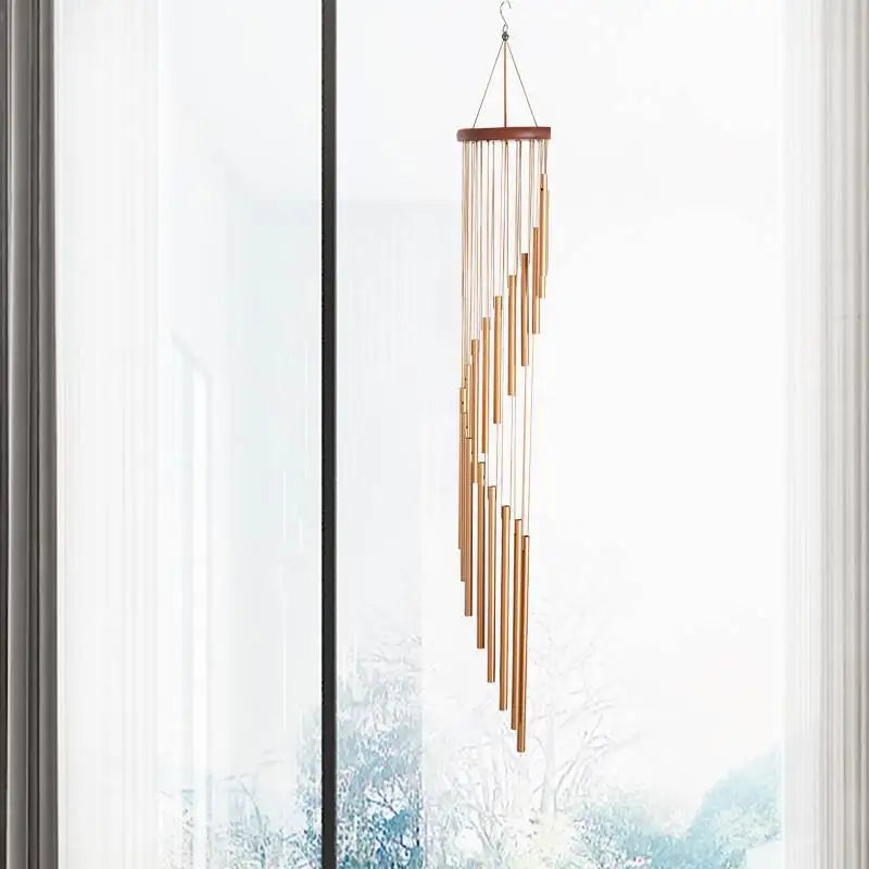 Rotating Metal Wind Chimes Real Wood 18 Tube Outdoor Home Decor Creative Aluminum 3D Hanging Ornament Wall Mounted Accessories