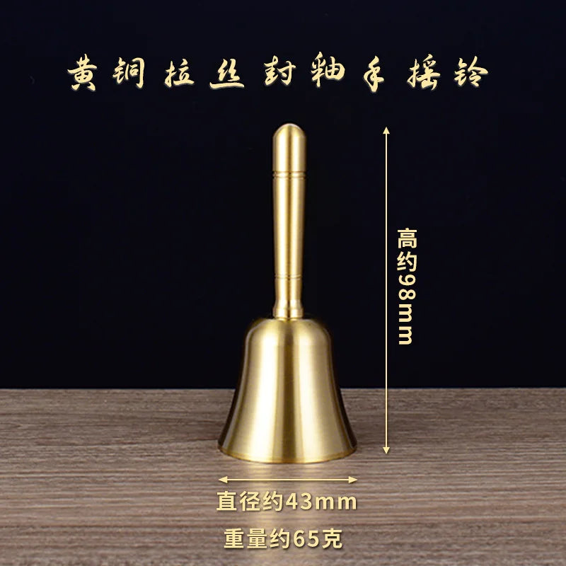 Pure Copper Handheld Bell Wooden Handle School Bell Class Change Bell Large Class Bell Traditional Chinese Style Home Decor
