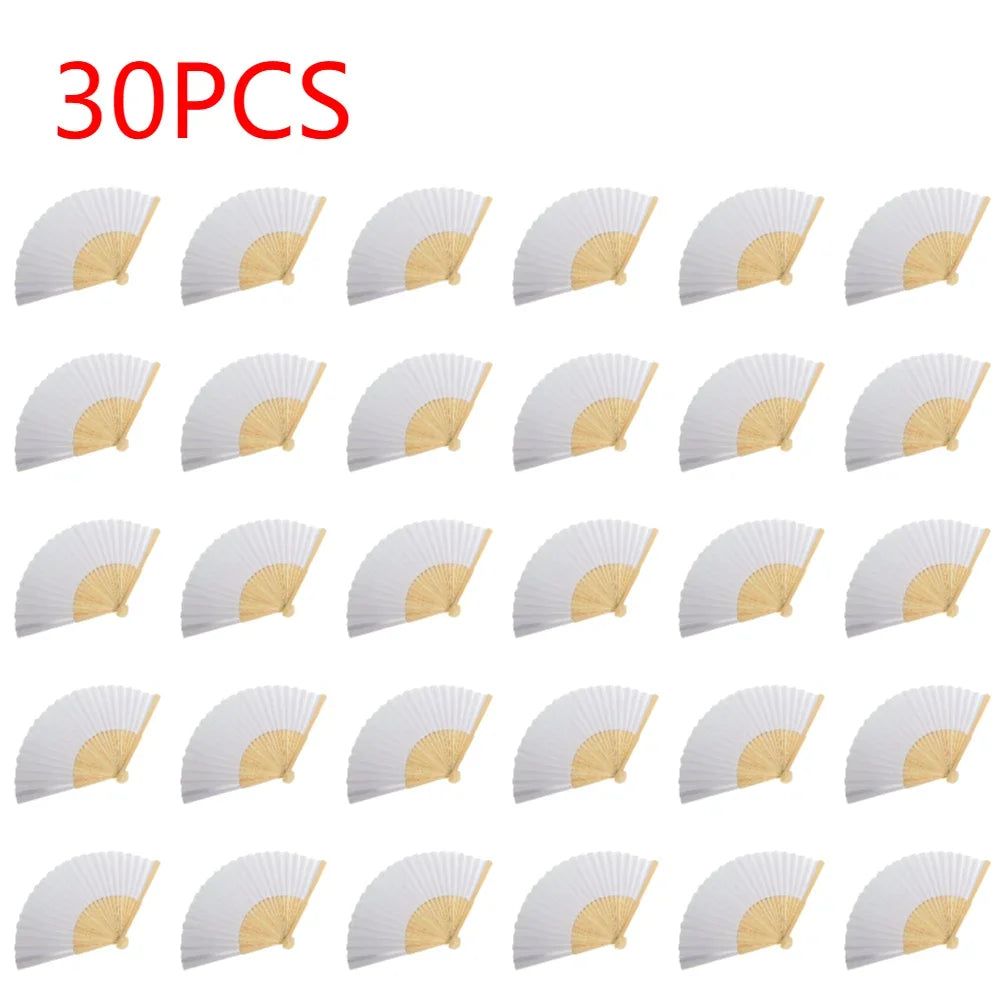 1-50PCS Paper Bamboo Folding Hand Fan Wedding Personalized Fans Party Decor Art Craft Chinese Dance Fan DIY Folding Fan