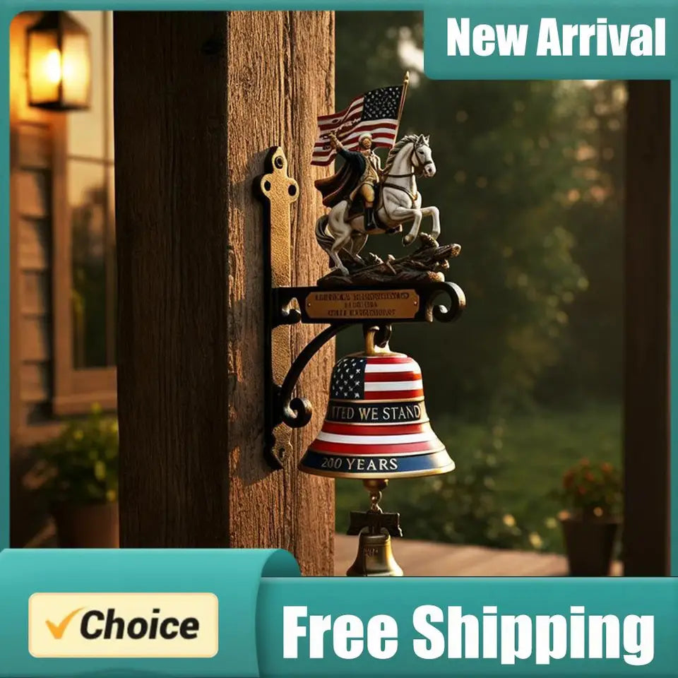 250th Anniversary Commemorative Doorbell 1776-2026 Hangable Manual Ring Decorative Bell Vintage for Collectors and Patriotic