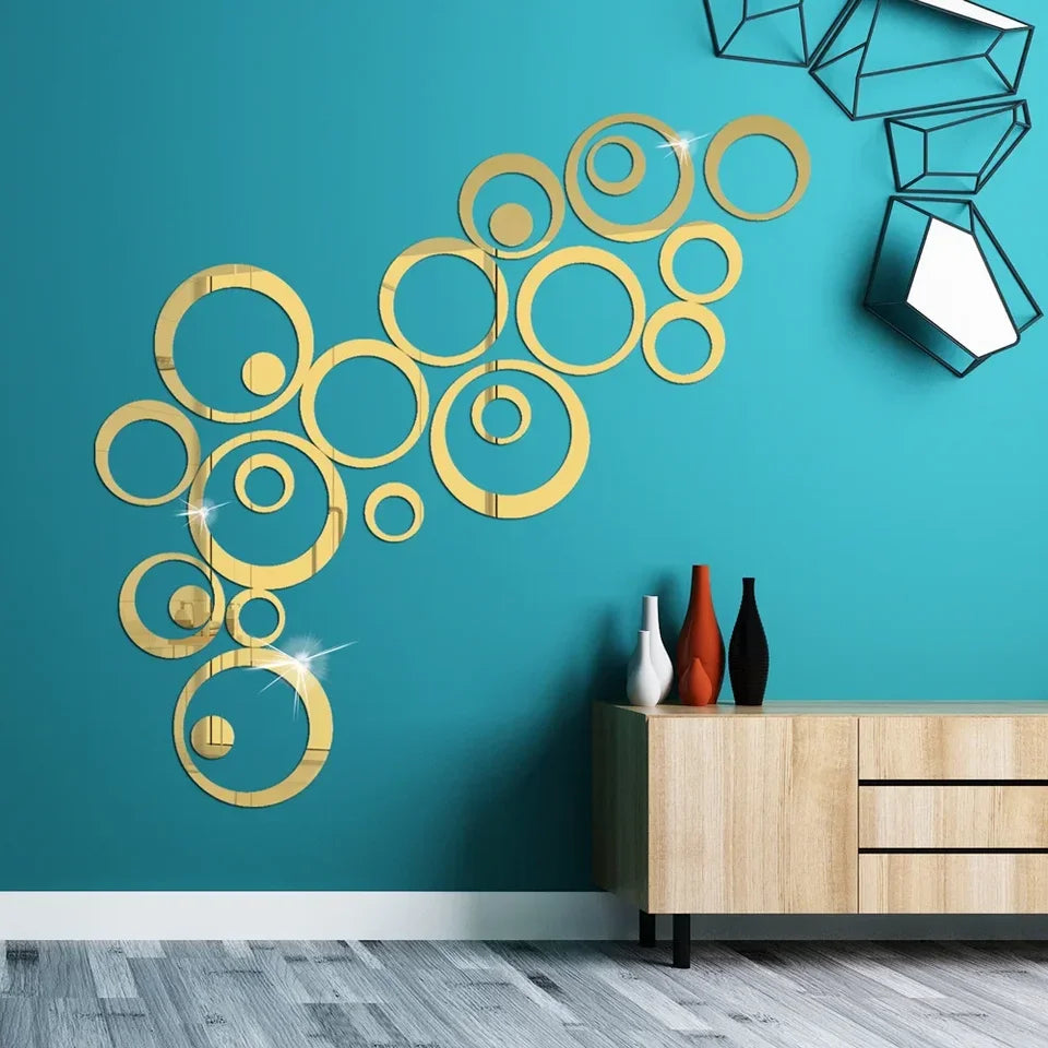 3D Acrylic 6/26Pcs Circular Mirror Wall Sticker Self-Adhesive Mirror Decals  Office Living Room DIY Art Bedroom Decoration