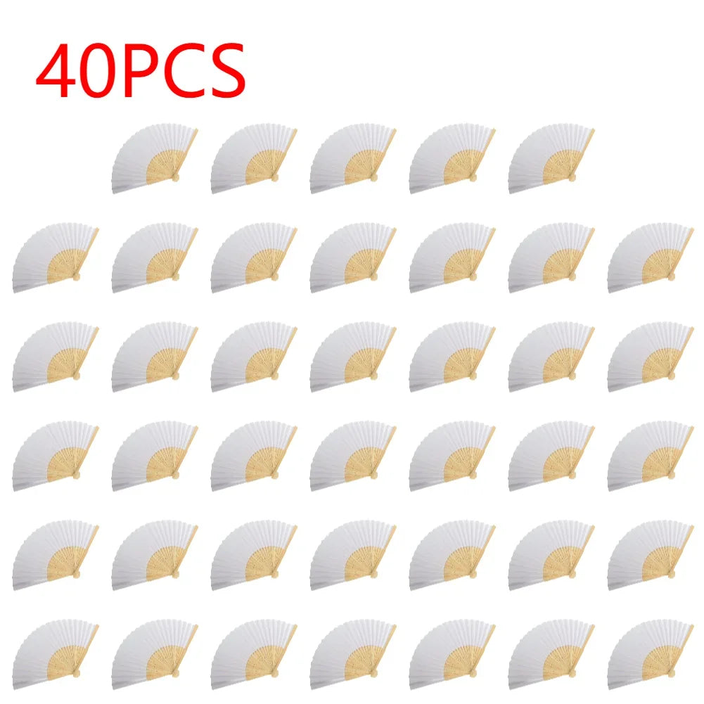 1-50PCS Paper Bamboo Folding Hand Fan Wedding Personalized Fans Party Decor Art Craft Chinese Dance Fan DIY Folding Fan