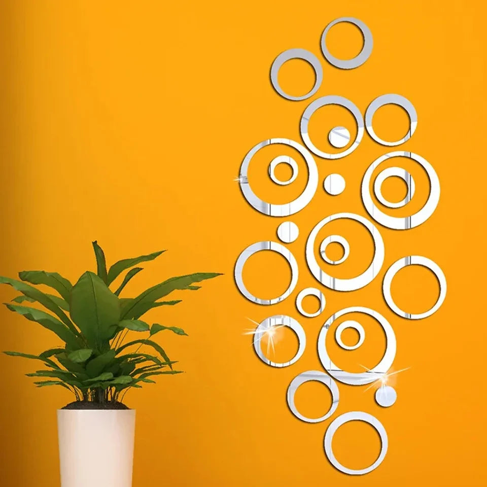3D Acrylic 6/26Pcs Circular Mirror Wall Sticker Self-Adhesive Mirror Decals  Office Living Room DIY Art Bedroom Decoration