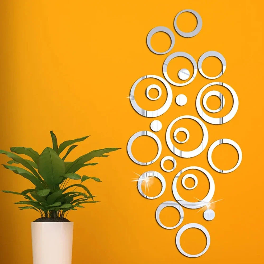 3D Acrylic 6/26Pcs Circular Mirror Wall Sticker Self-Adhesive Mirror Decals  Office Living Room DIY Art Bedroom Decoration