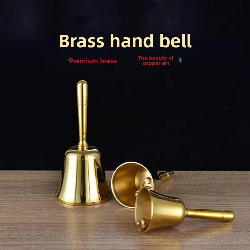Pure Copper Handheld Bell Wooden Handle School Bell Class Change Bell Large Class Bell Traditional Chinese Style Home Decor