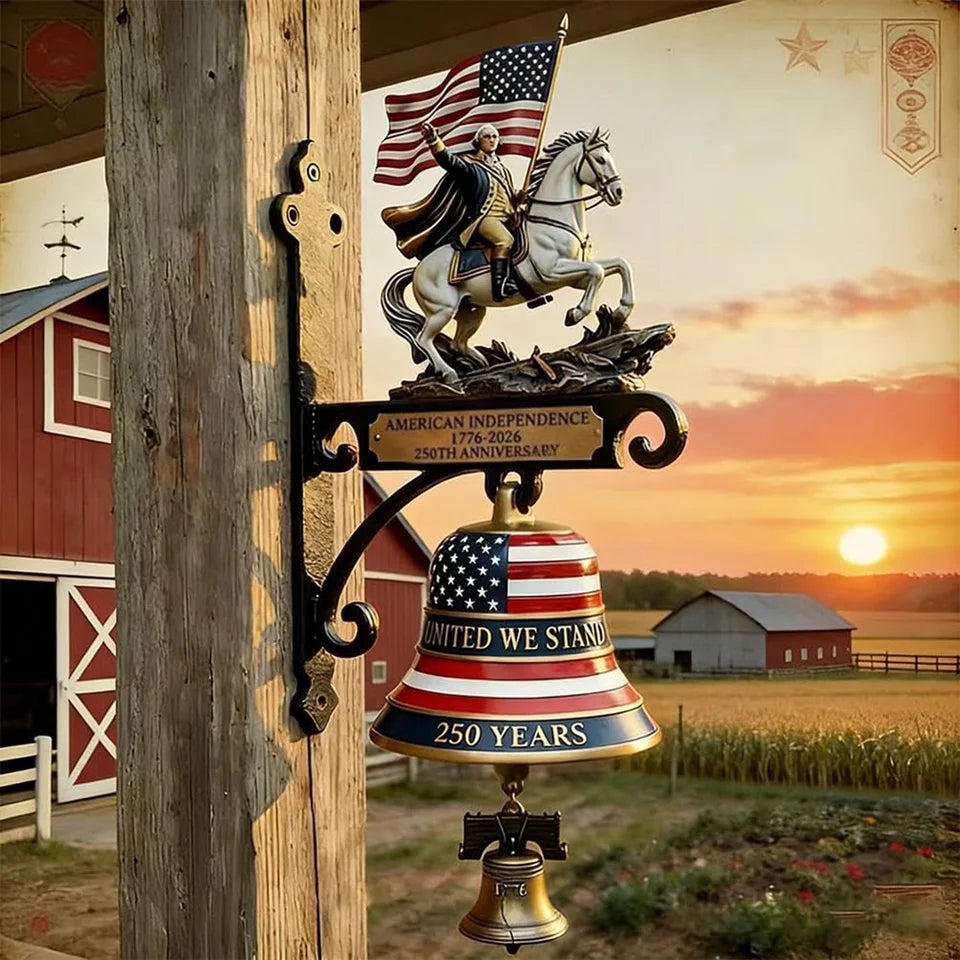 250th Anniversary Commemorative Doorbell 1776-2026 Hangable Manual Ring Decorative Bell Vintage for Collectors and Patriotic