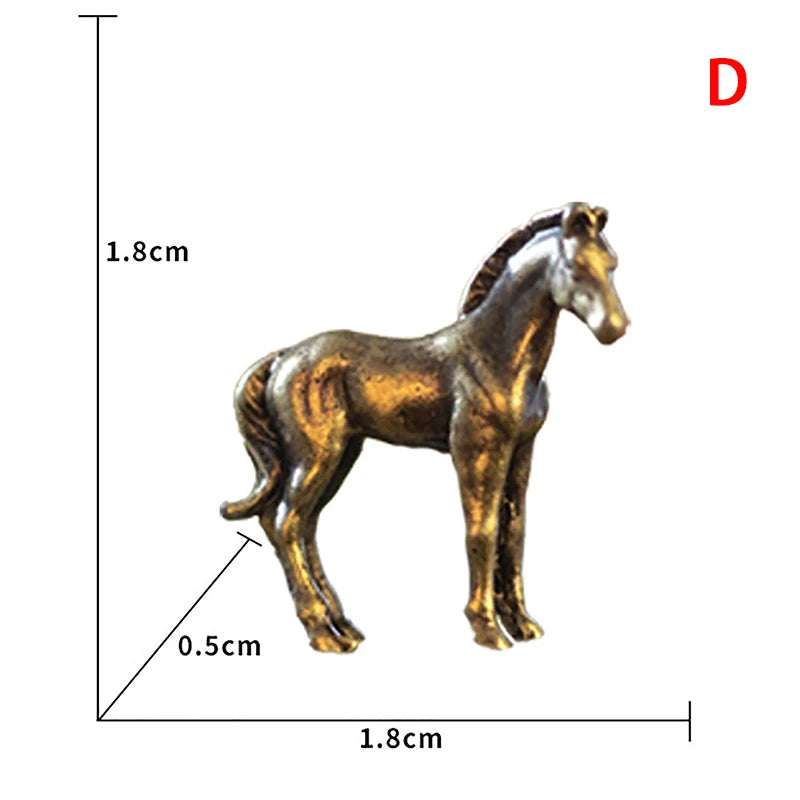 1pc Antique Brass Solid Long Tail Horse Figurines Big Feng Shui Ornaments Copper Zodiac Animal Mini Desktop Decoration Crafts