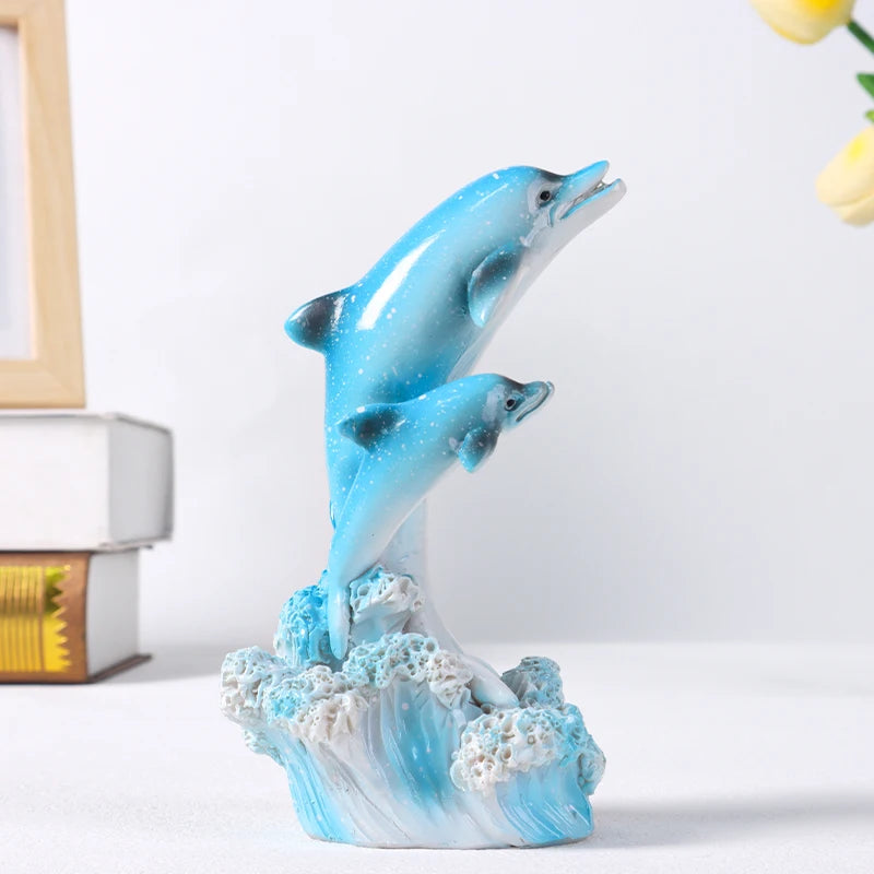 Dolphin Family Resin Statue Decorative Craft for Home, Bedroom, Living Room, Study, or Entrance Table Decor